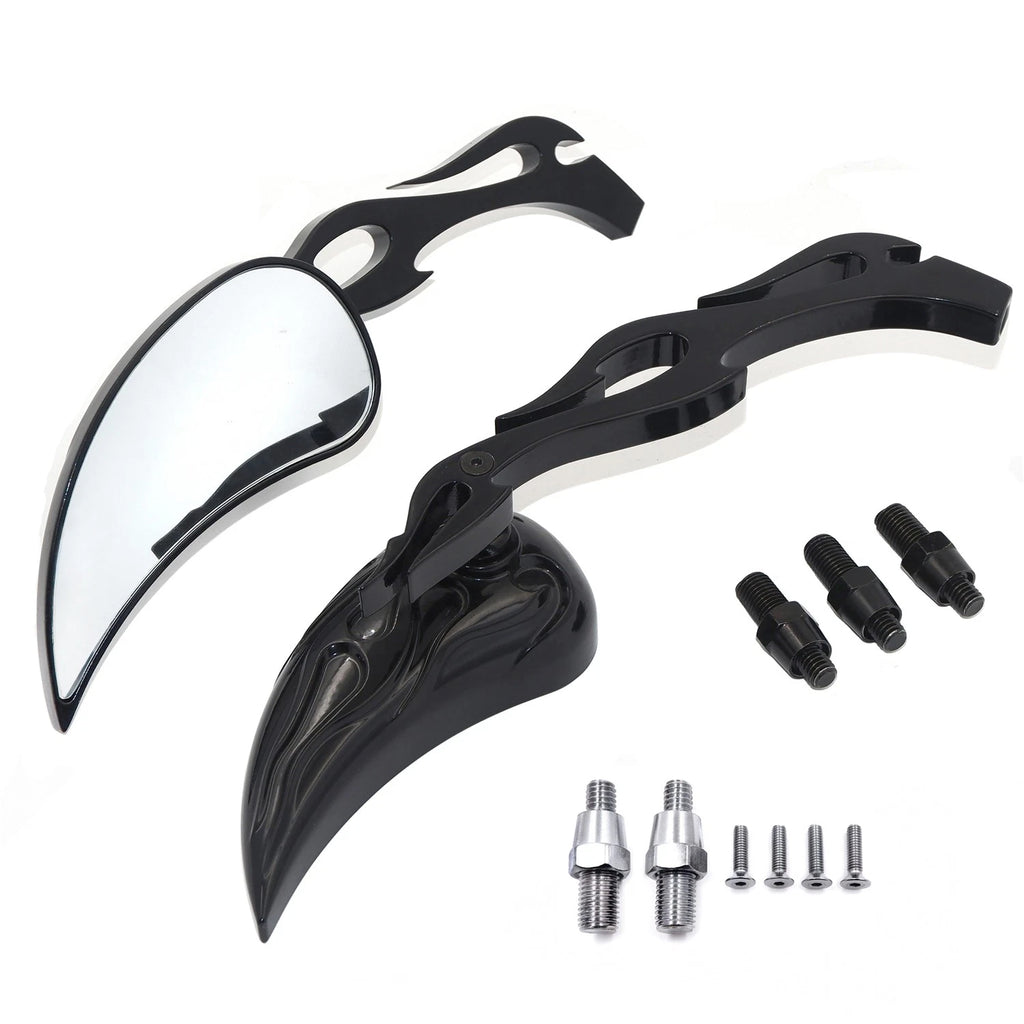 Teardrop Flame Mirrors for Honda/Kawasaki/Suzuki Cruiser (All Years)