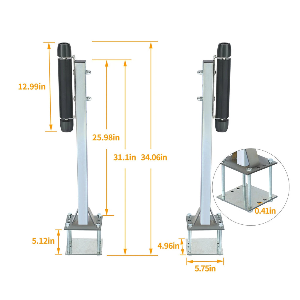 Pair Zinc-Plated Steel Roller Guide-On for Sailboat Trailer