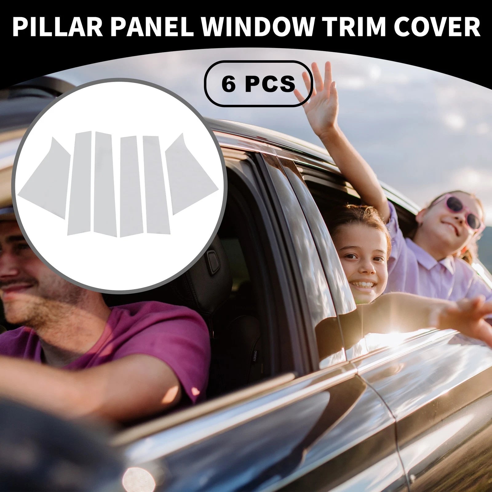 Set of 6 Car Pillar Window Trim Covers for Chevrolet Malibu (2016–2021) Chrome