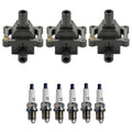 Set of 3 Ignition Coils & 6 U-Groove Spark Plugs for Mercedes W124 W202 R129