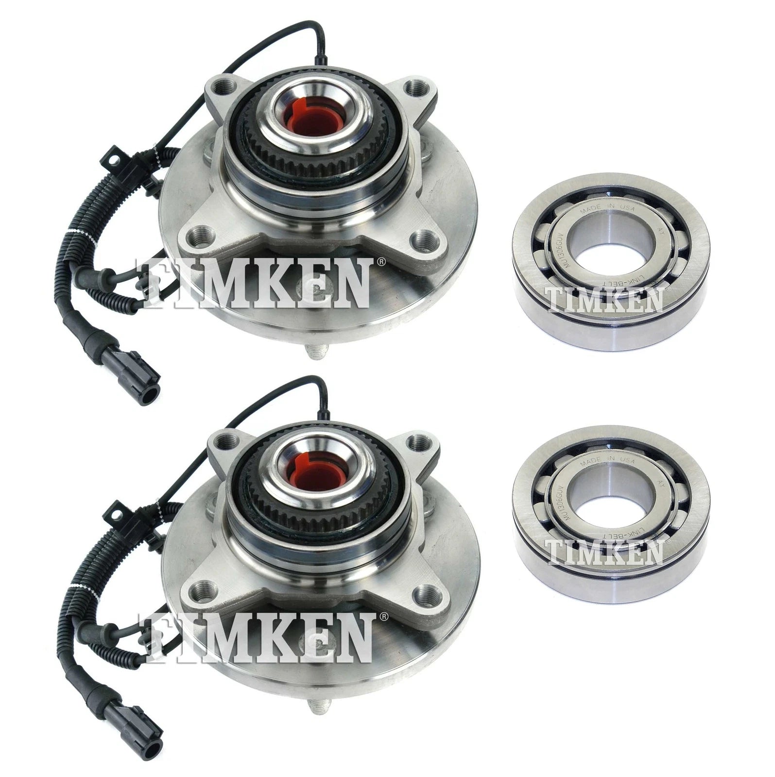 Front and Rear Wheel Bearings & Hubs Kit for Ford F-150 4WD (2010)
