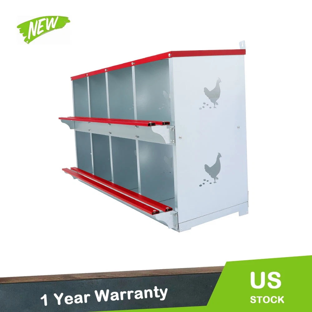 8 Compartment Metal Poultry Nest Box for Hens (Wall Mount)