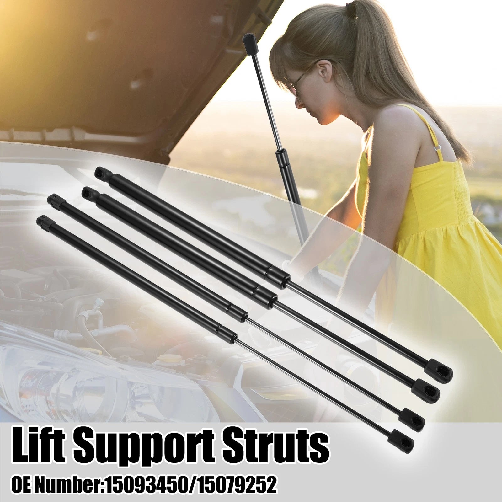 Set of 4 Rear Window Glass & Tailgate Lift Support Gas Struts for Buick Rainier (2004–2007)
