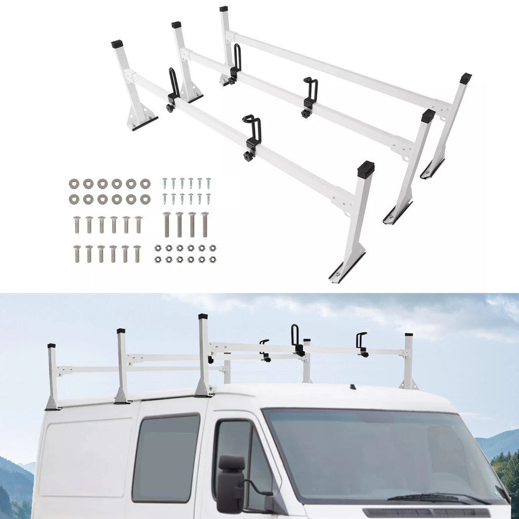 3X White Ladder Roof Rack Bars for Dodge Freightliner Sprinter 2500/3500 (2002–2006)