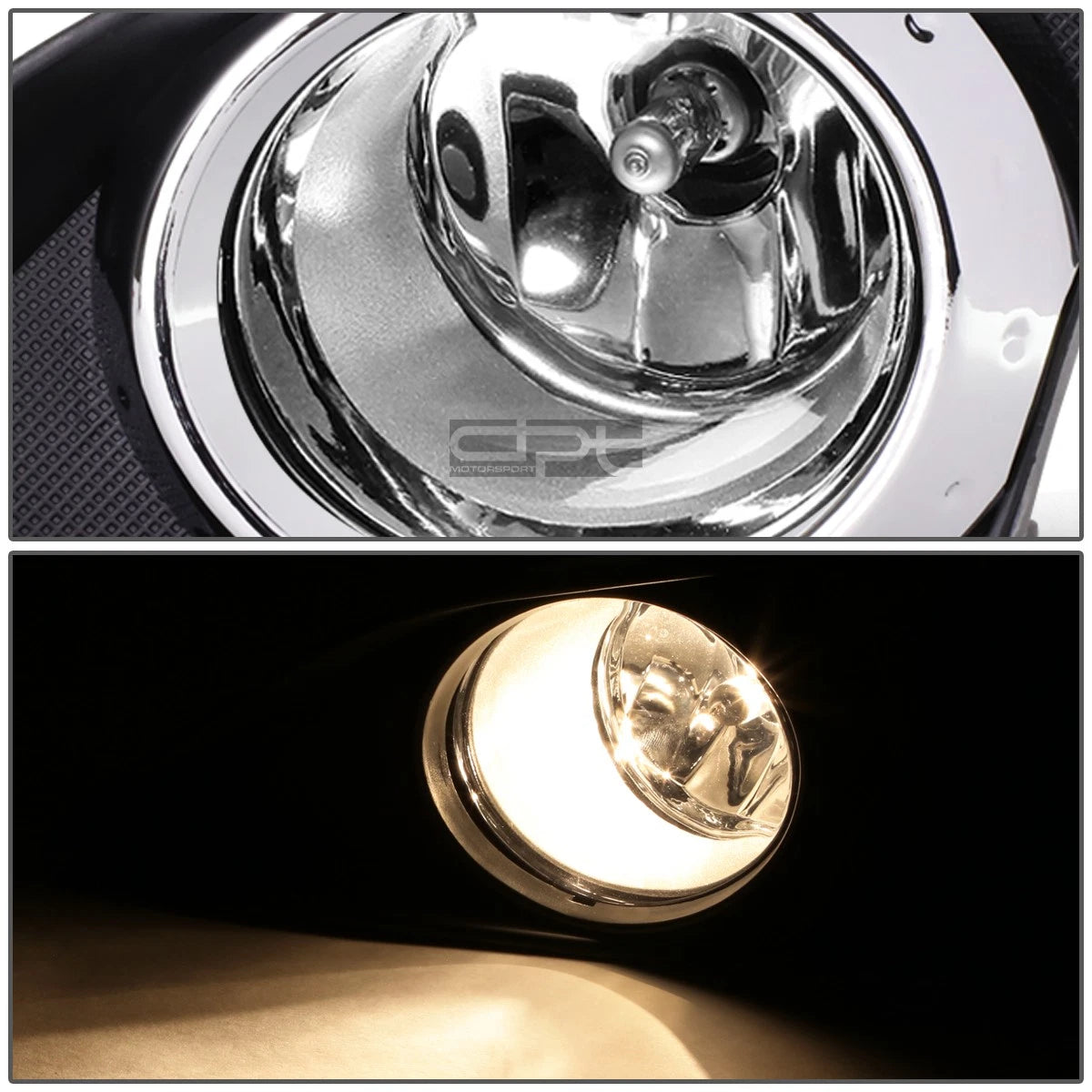 Pair of Fog Lights with Switch for Toyota Corolla (2009–2010) - Clear Lens, Chrome Ring