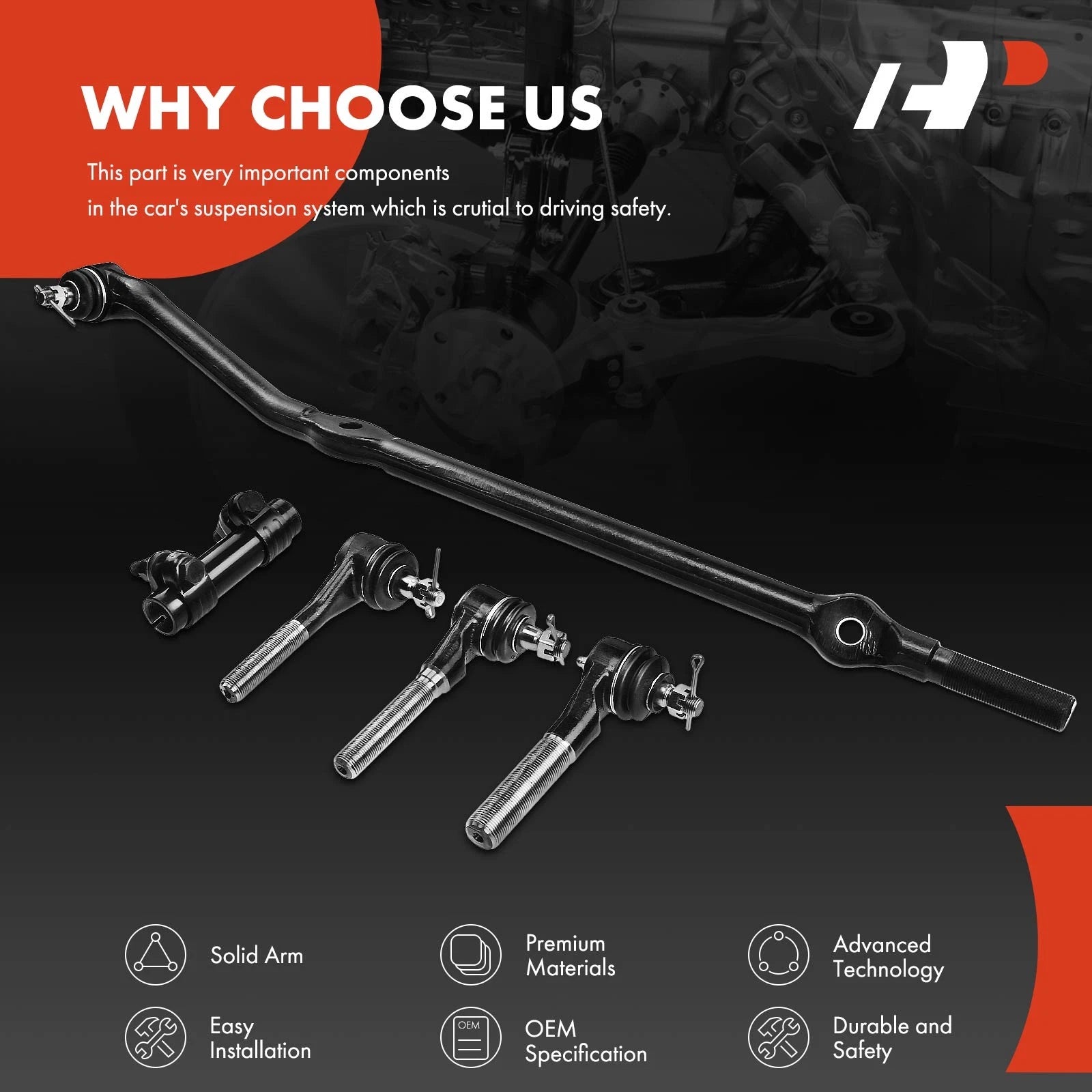 5x Steering Drag Links & Tie Rod Ends for Jeep Wrangler TJ (1997–2006)