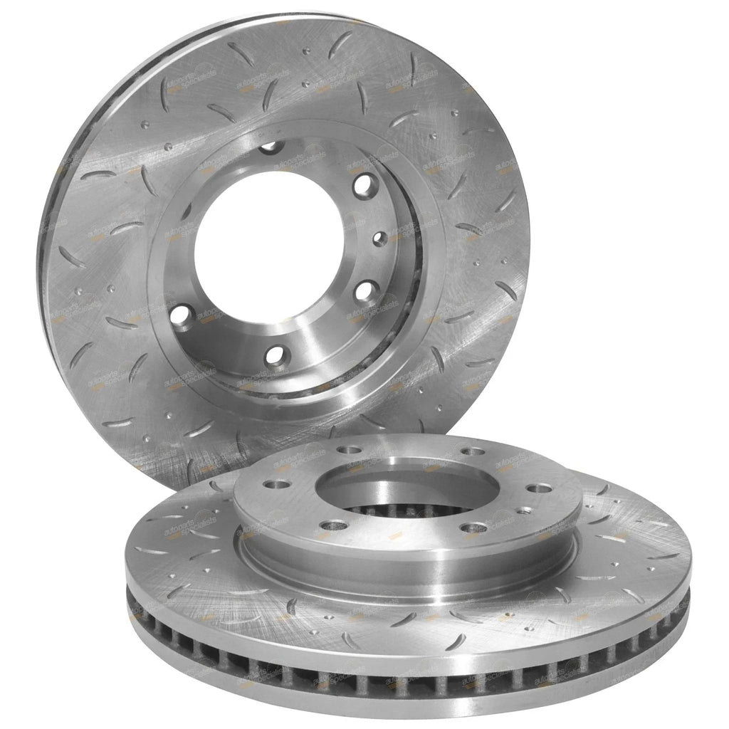 Front Slotted Disc Rotors + Pads for Ford Ranger PX (2011-2019)
