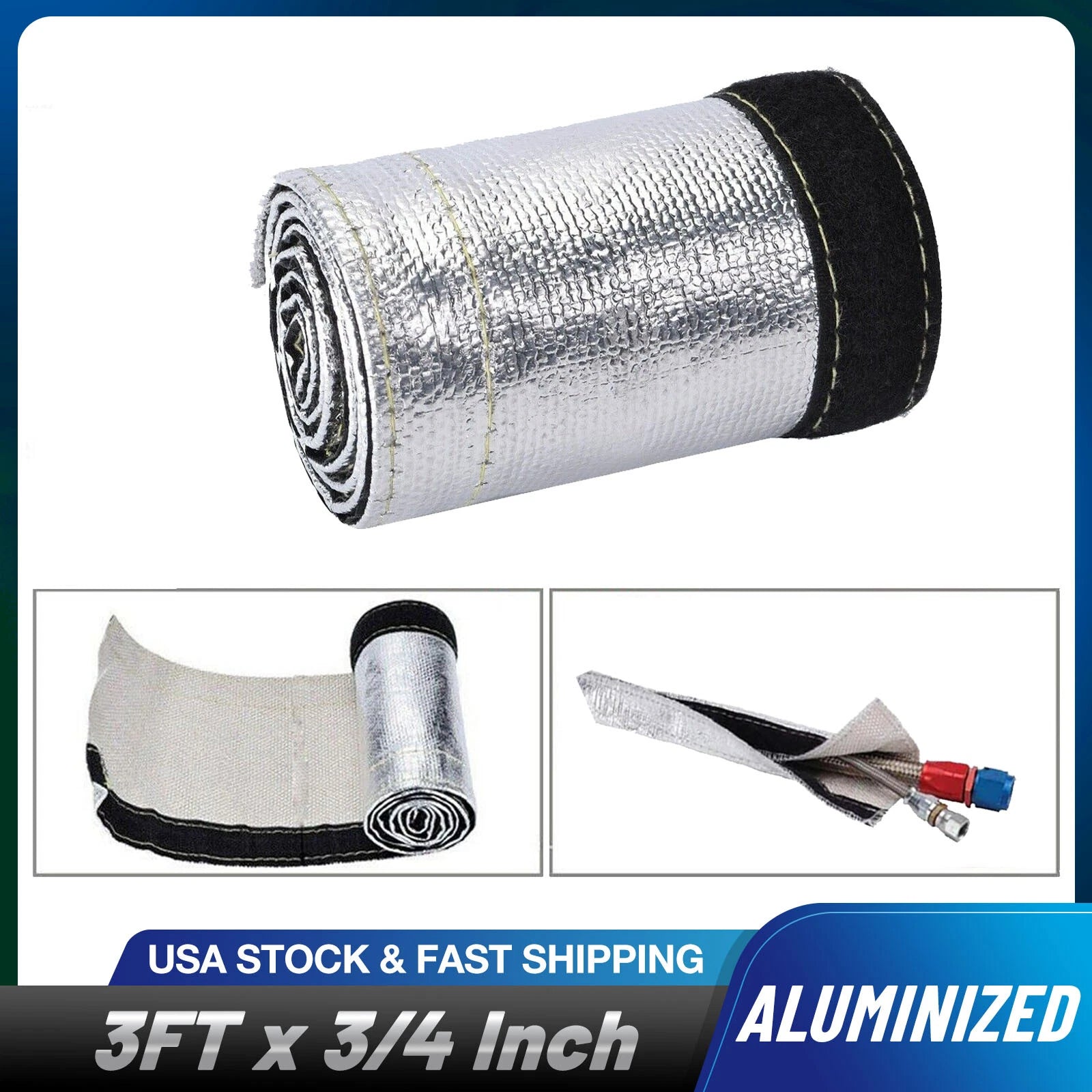 3FT Aluminized Heat Shield Sleeve for Fuel Line Wire for Universal (2020–2025)