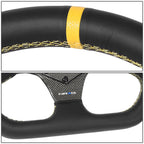 320mm Flat Dish Steering Wheel for NRG (3-Spoke, Yellow Stripe, Suede)