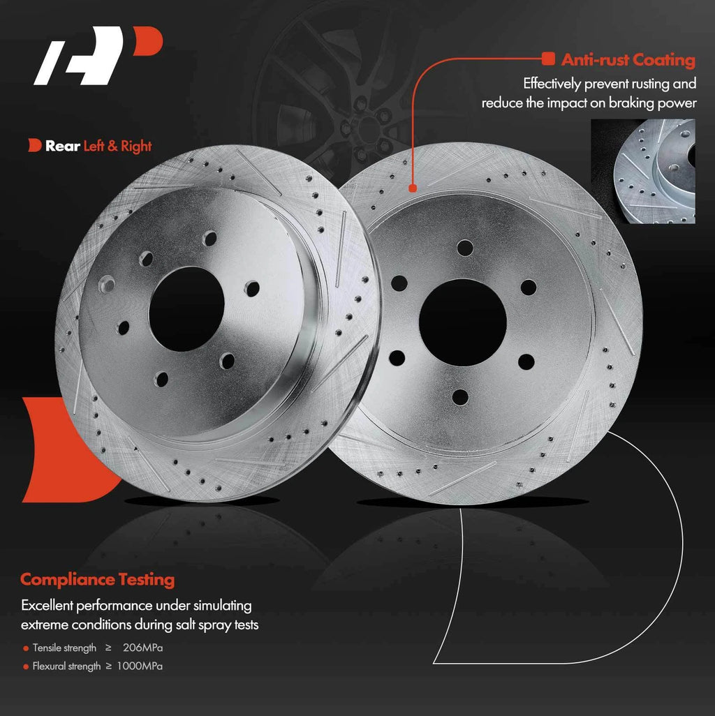 Rear Drilled Brake Rotors for Nissan Armada (2017–2021) INFINITI QX80 QX56