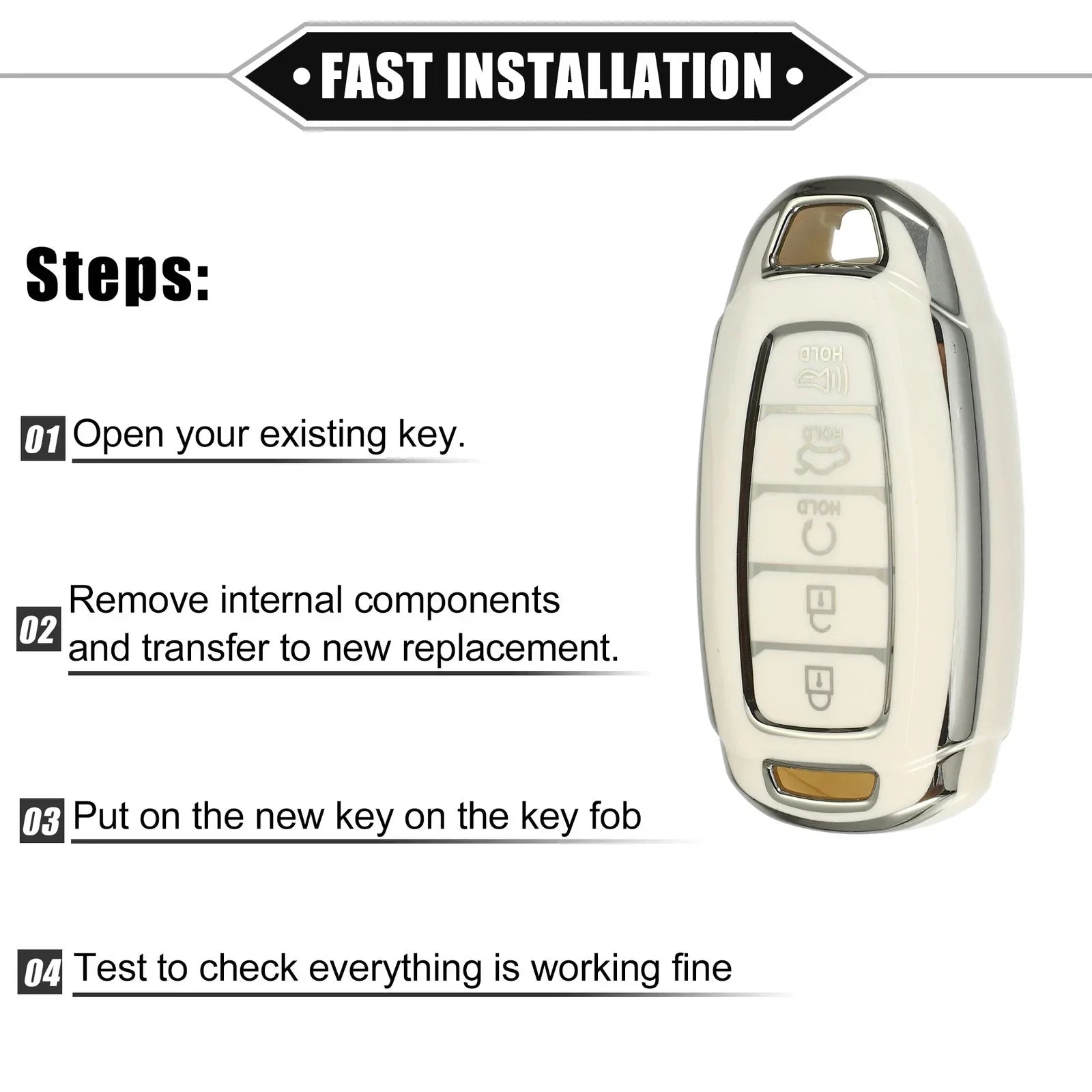 5 x Remote Keyless Key Fob Case Cover for Hyundai Elantra (2011-2016)