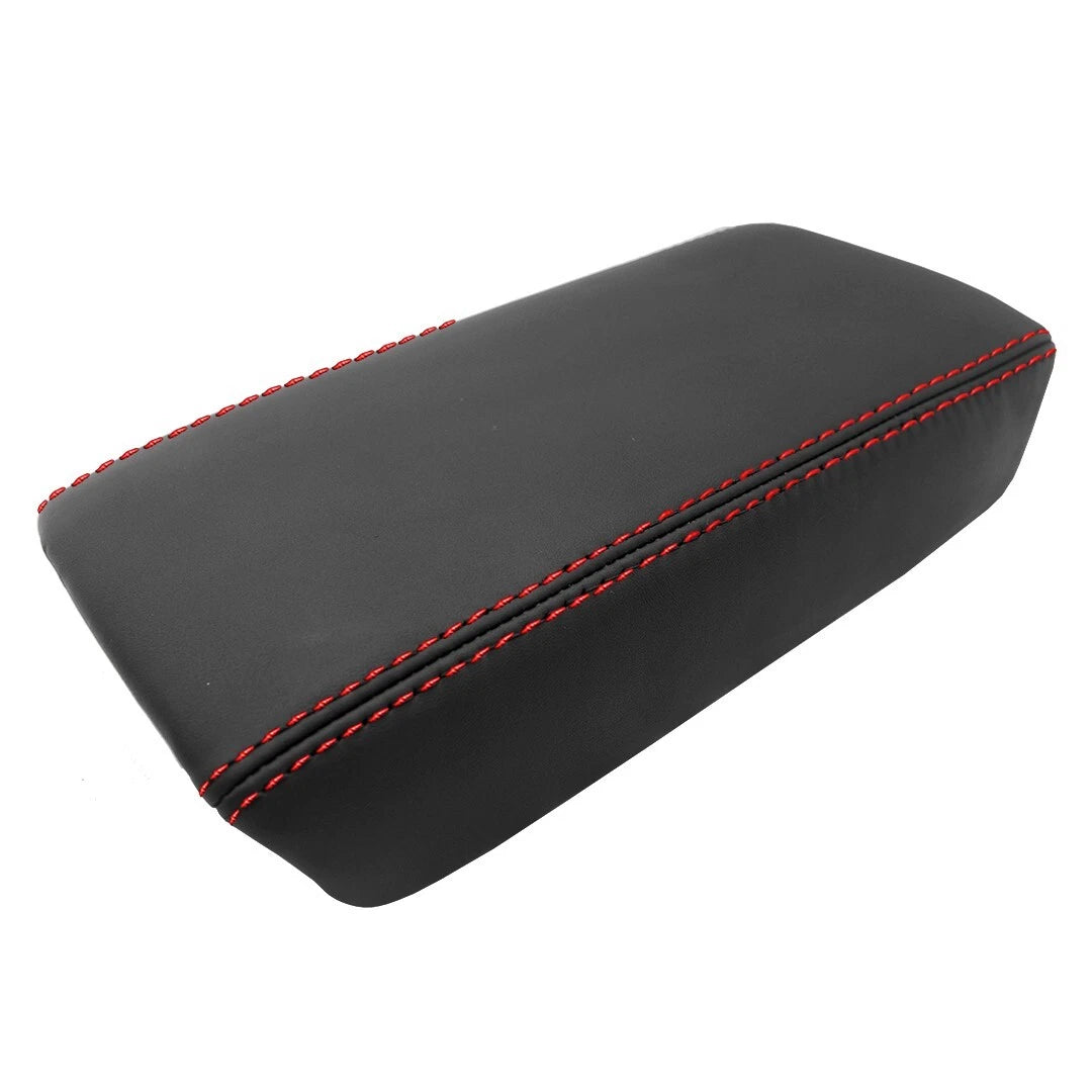 Leather Synthetic Console Armrest Cover for Honda Accord (2003–2007) Red Stitch
