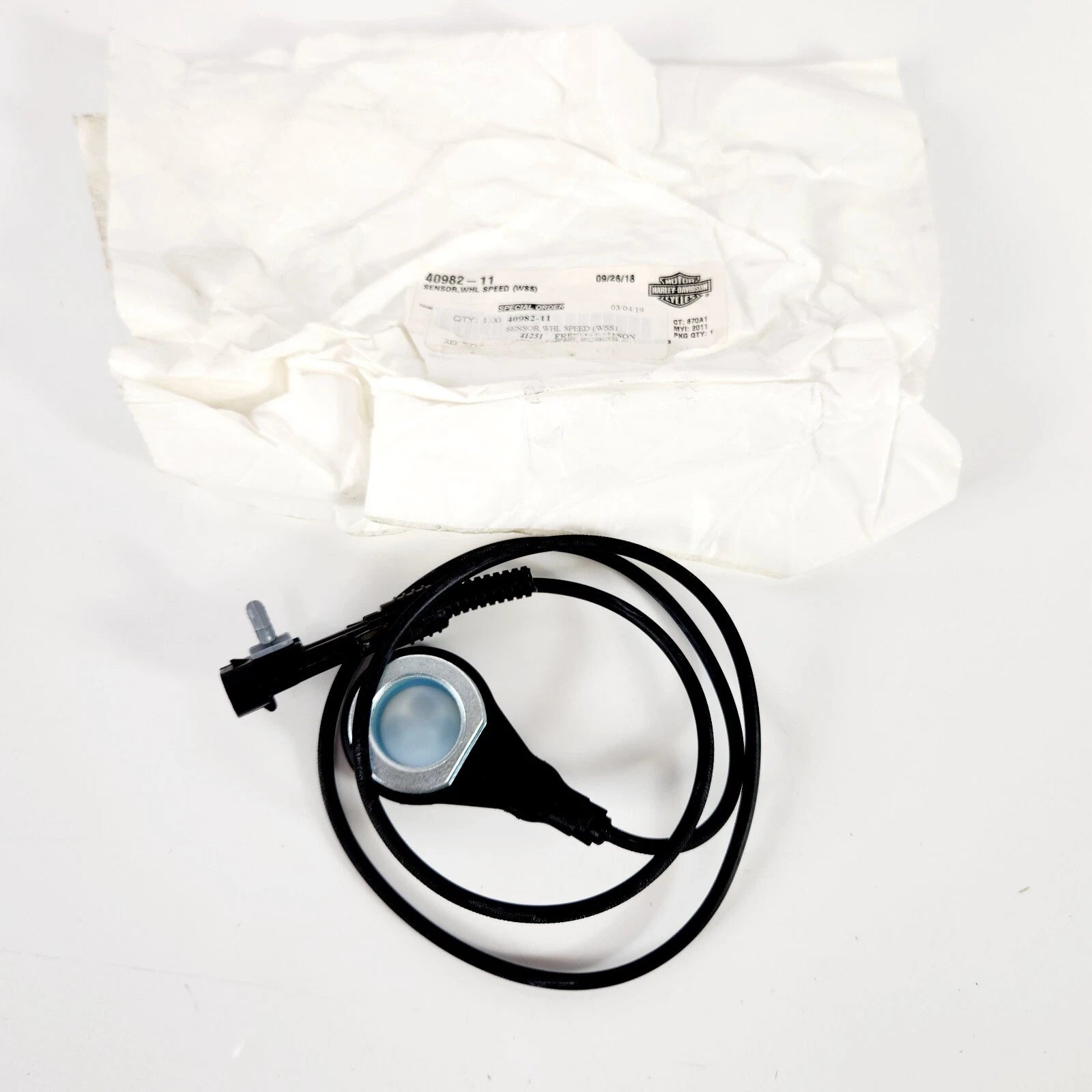 Front ABS Wheel Speed Sensor for Harley Fat Boy Slim Heritage Softail (2011–2017) 40982-11