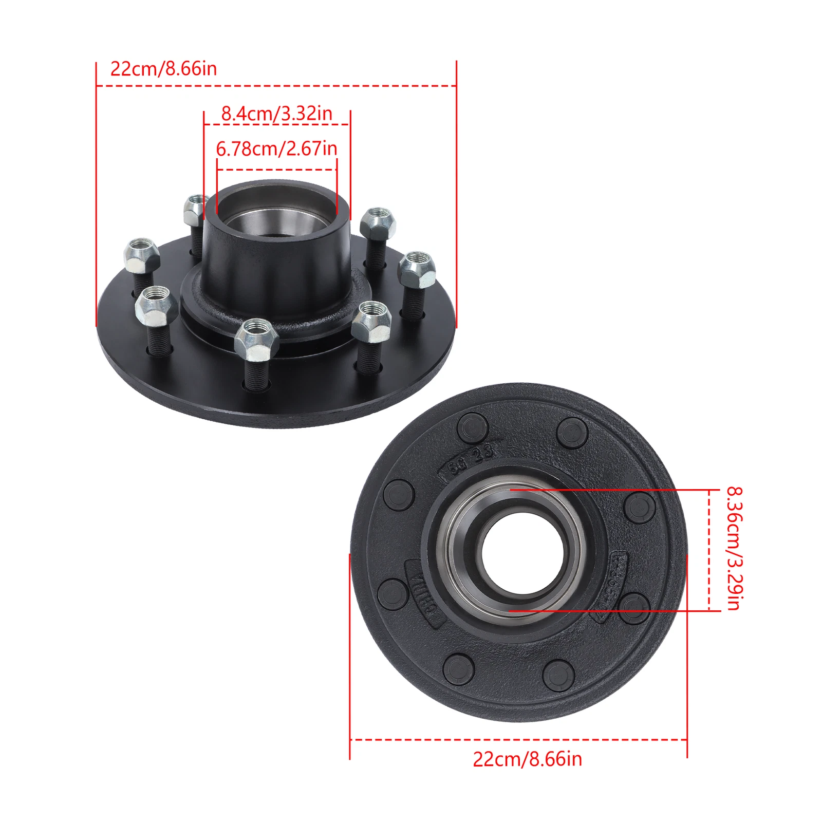 Set of 4 8-Lug 6.5" Trailer Wheel Hub Kit