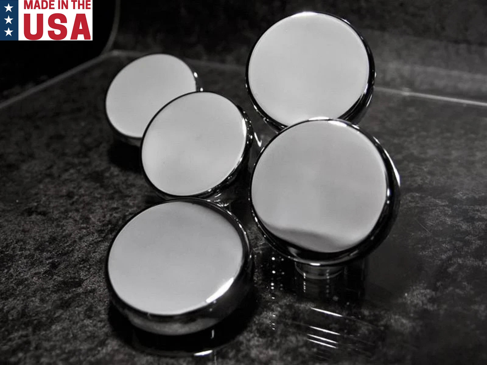 Chrome Fluid Cap Cover Set for Chevrolet Corvette C7 (2014–2019) Automatic
