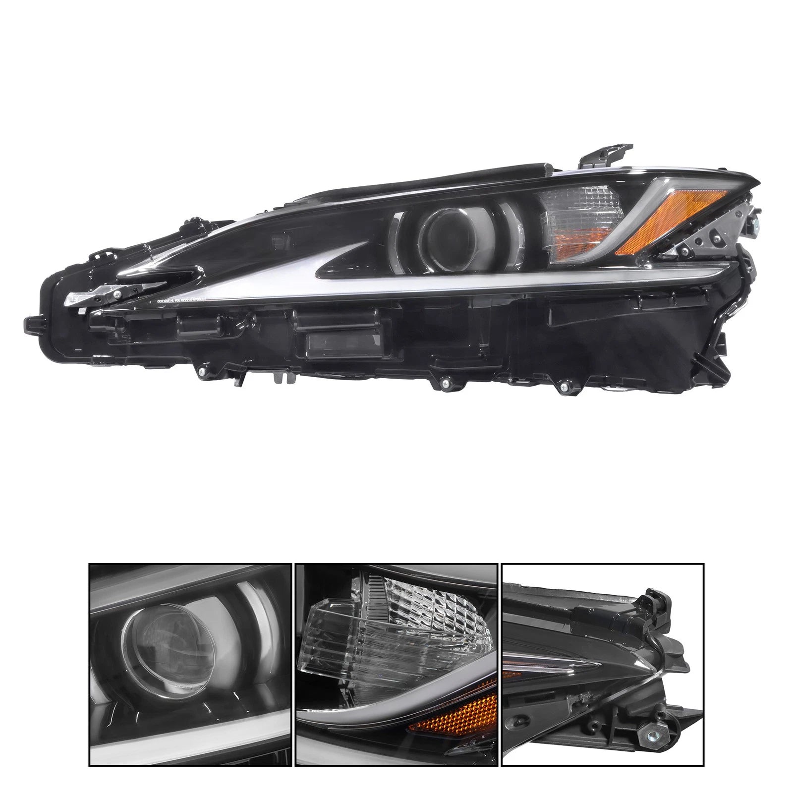 LED DRL Headlight for Lexus ES350 (2019–2021) Black Left Side Clear Lens