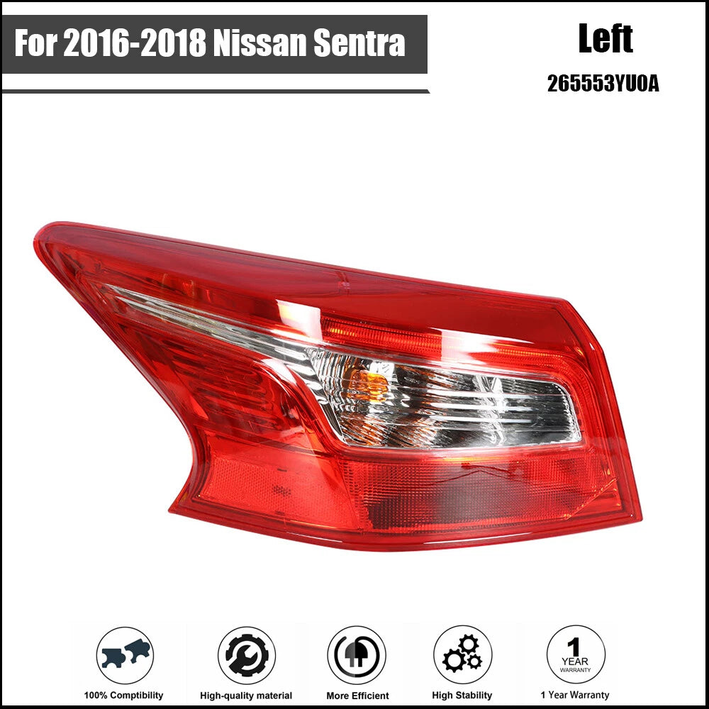 Left Driver Side LED Tail Light for Nissan Sentra (2016–2018)
