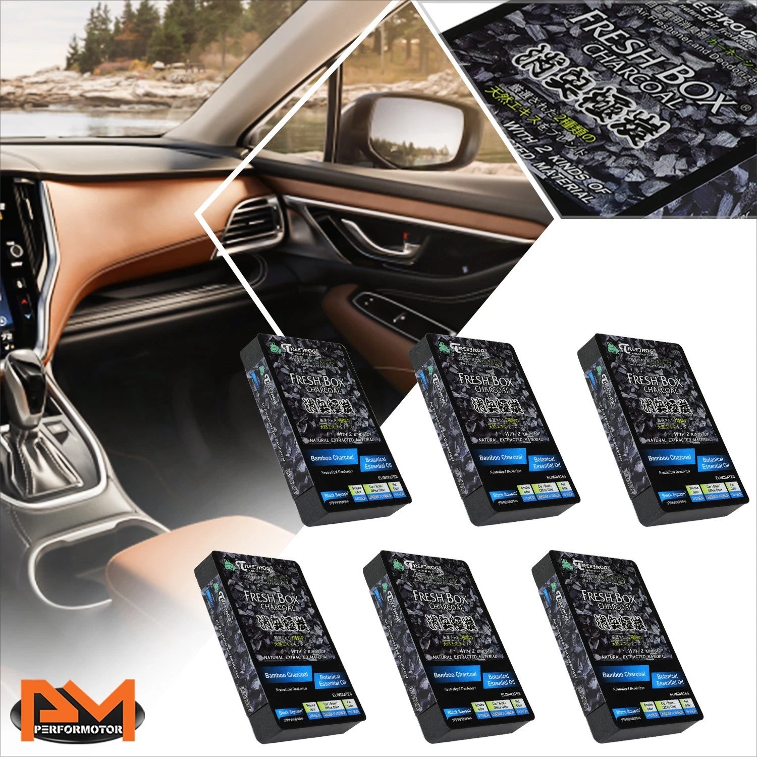 6x Air Freshener Deodorant for Car (TreeFrog 200g Black)