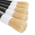 Set of 5 Soft Boar Hair Auto Detailing Brushes for Car Cleaning Wheels