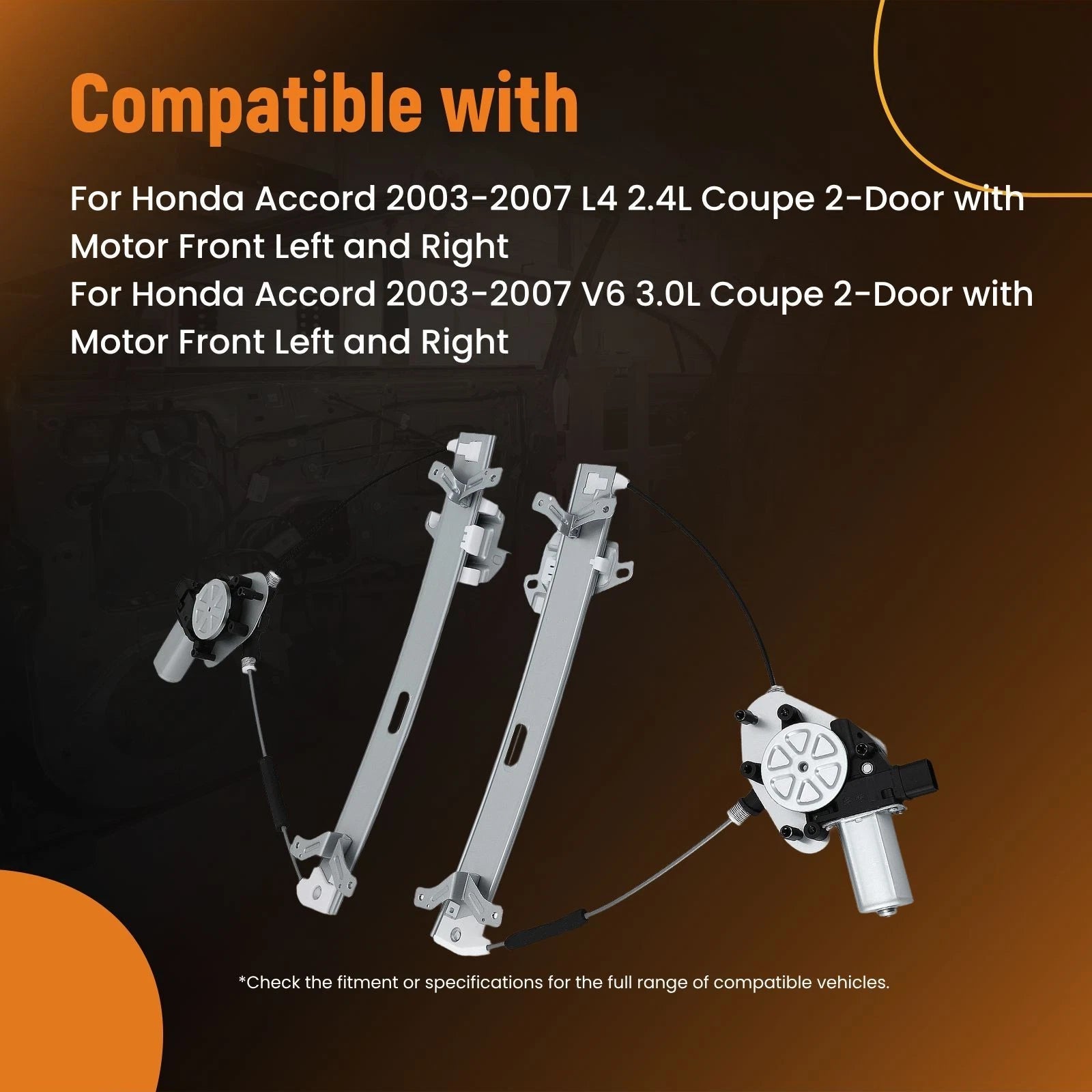 2X Front Window Regulator with Motor for Honda Accord Coupe (2003-2007)