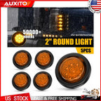 Set of 5 2" Round Amber 9 LED Light for Trailer Side Marker & Clearance