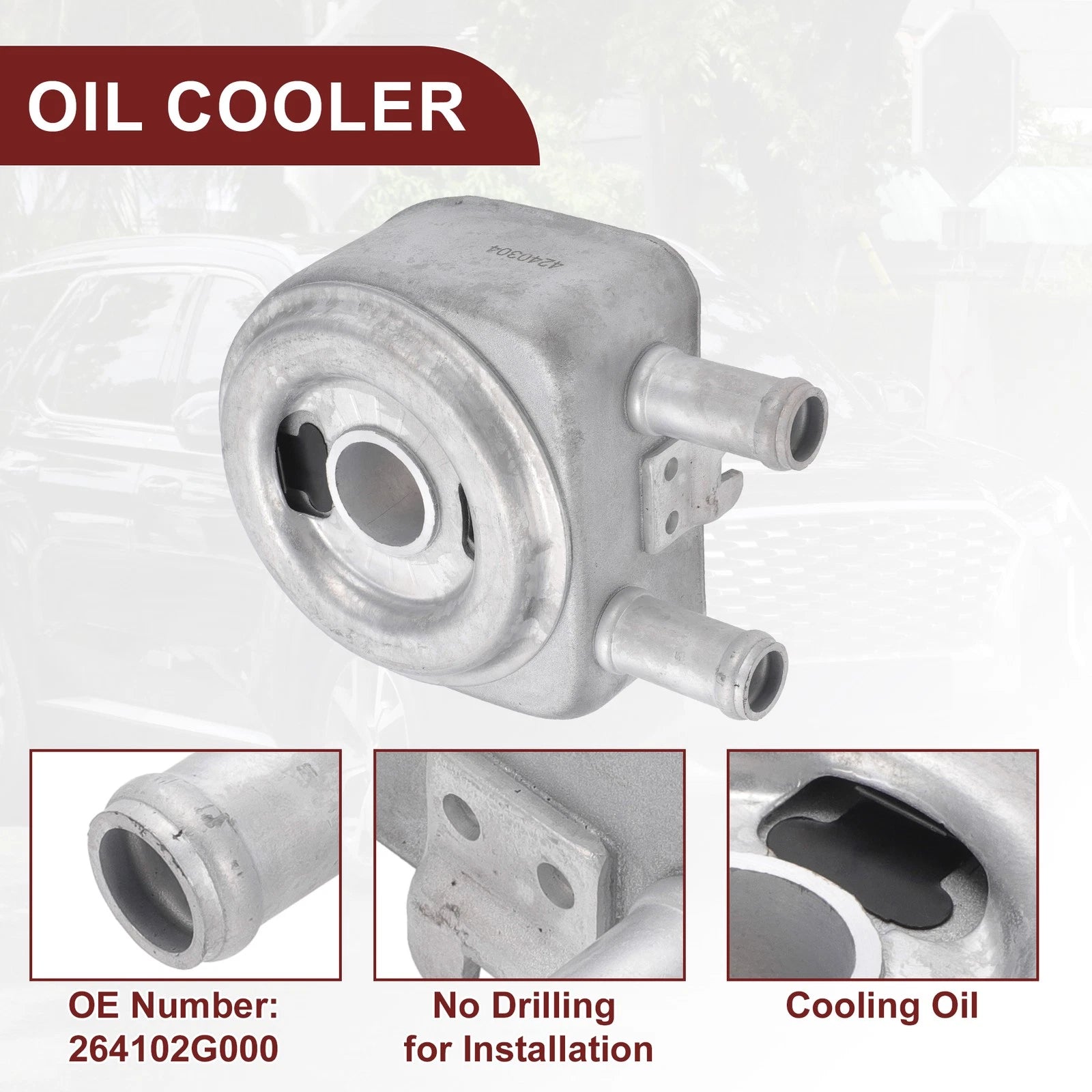 Engine Oil Cooler with Seals for Hyundai Tucson (2016–2023) No. 264102G000