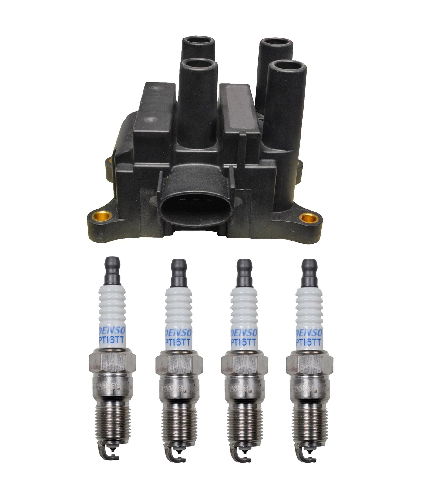 Denso Ignition Coil & 4 Platinum TT Plugs Gap 0.04 for Ford Focus (2000–2011)