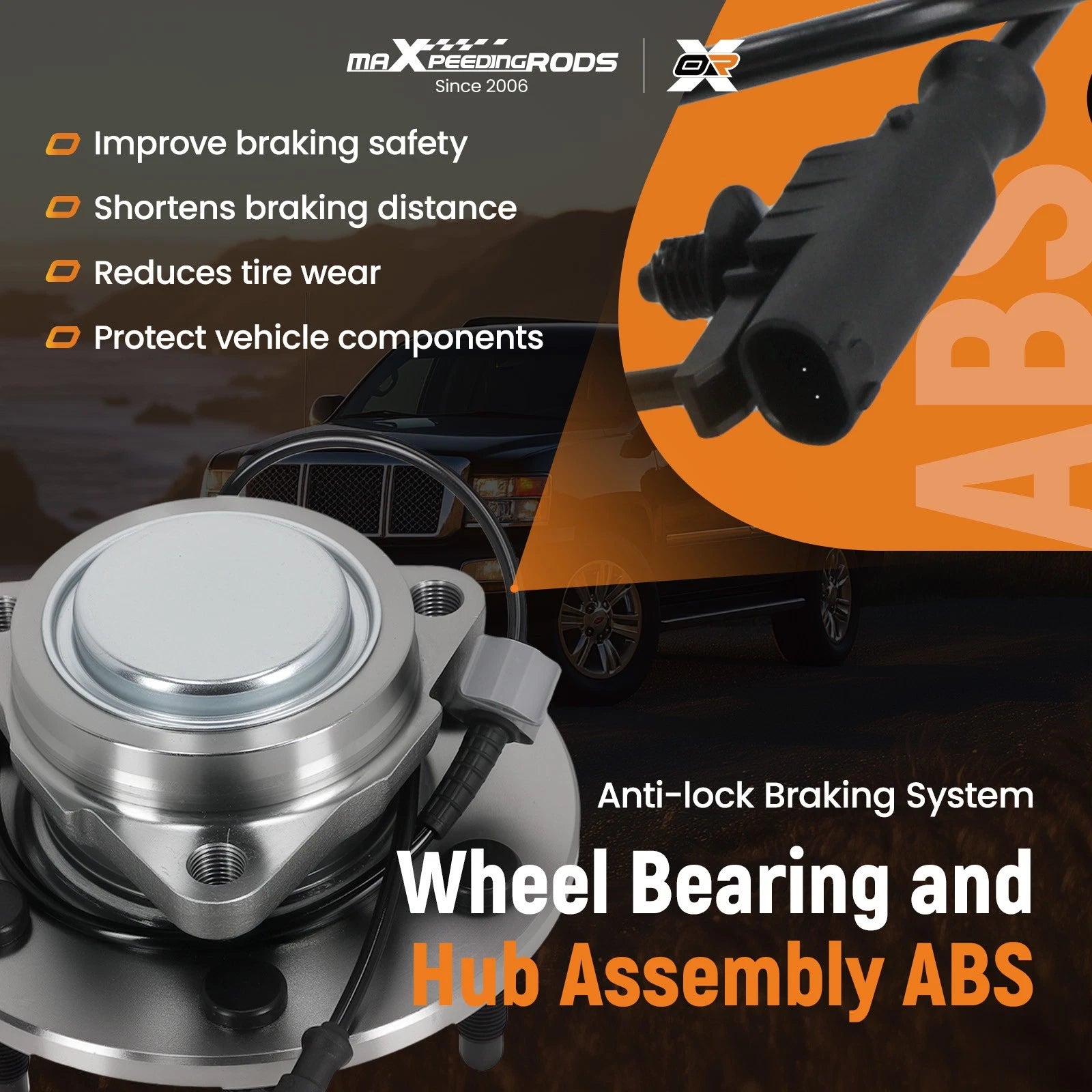 Front Wheel Hub & Bearing for Suburban Tahoe (2007-2014) 2WD 3-Bolt Type
