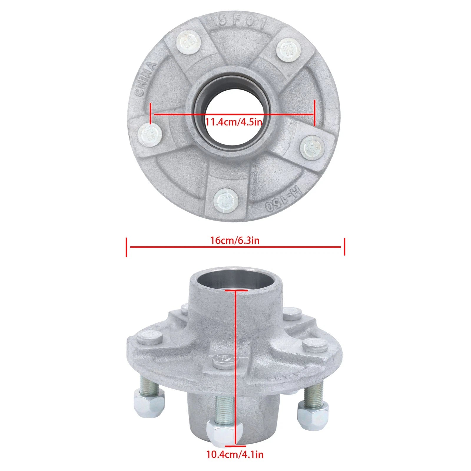 5-Lug 4.5" Galvanized Trailer Wheel Hub for 2000 lb Trailer (2000–2023)