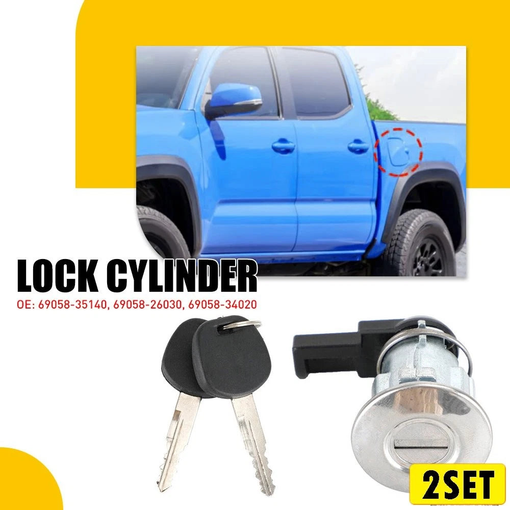 Set of 2 Fuel Door Lock Cylinder & Keys for Toyota Tacoma (1995–2004) Tundra (2000–2003)