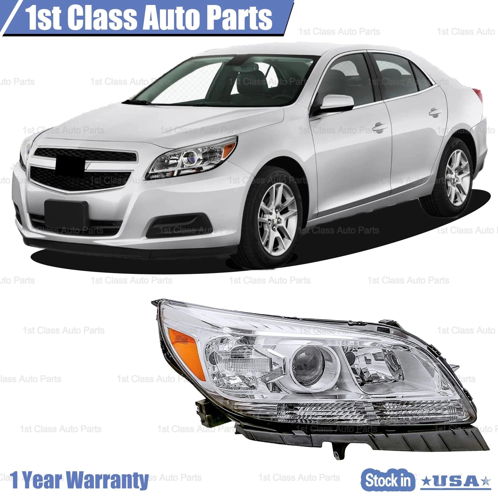 Projector Headlight RH for Chevy Malibu LT LTZ (2013–2015)