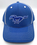 Licensed Ford Mustang Hat Blue Running Pony Logo with White Stitching (2005–2015)