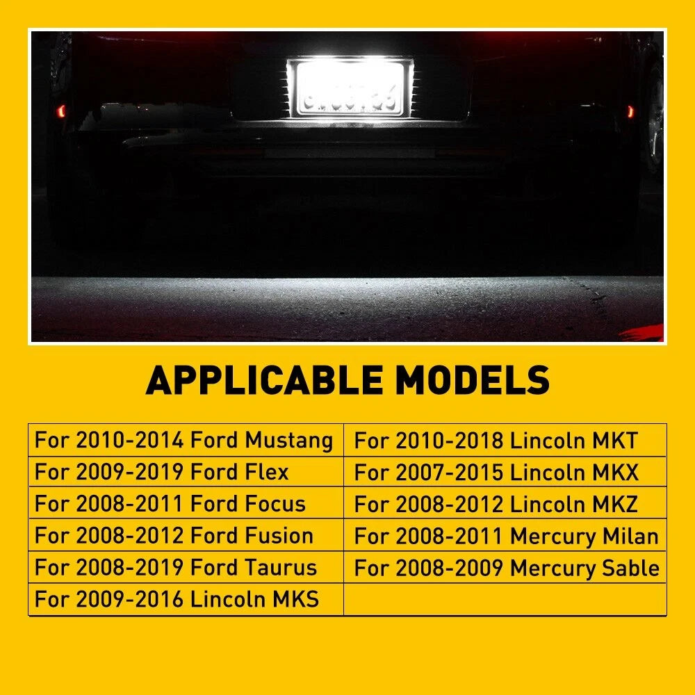 2X LED License Plate Light for Ford Flex Taurus Mustang Focus Edge (2009–2019)