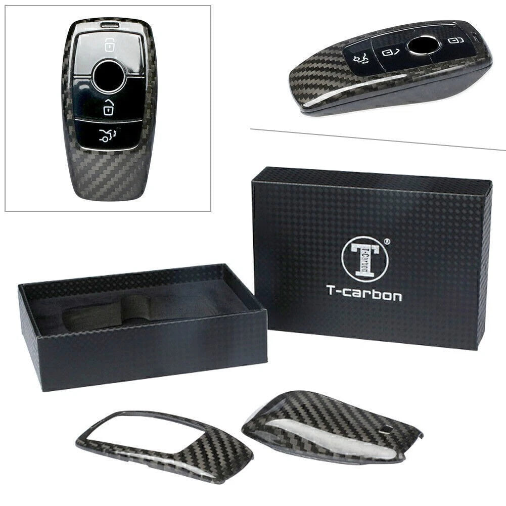 Remote Key Fob Cover for Mercedes Benz E-Class W213 (2017–2018) Carbon Fiber Black