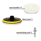 5 x Buffing Polishing Pads Wool Wheel Mop Kit for Car Polisher Drill Adapter