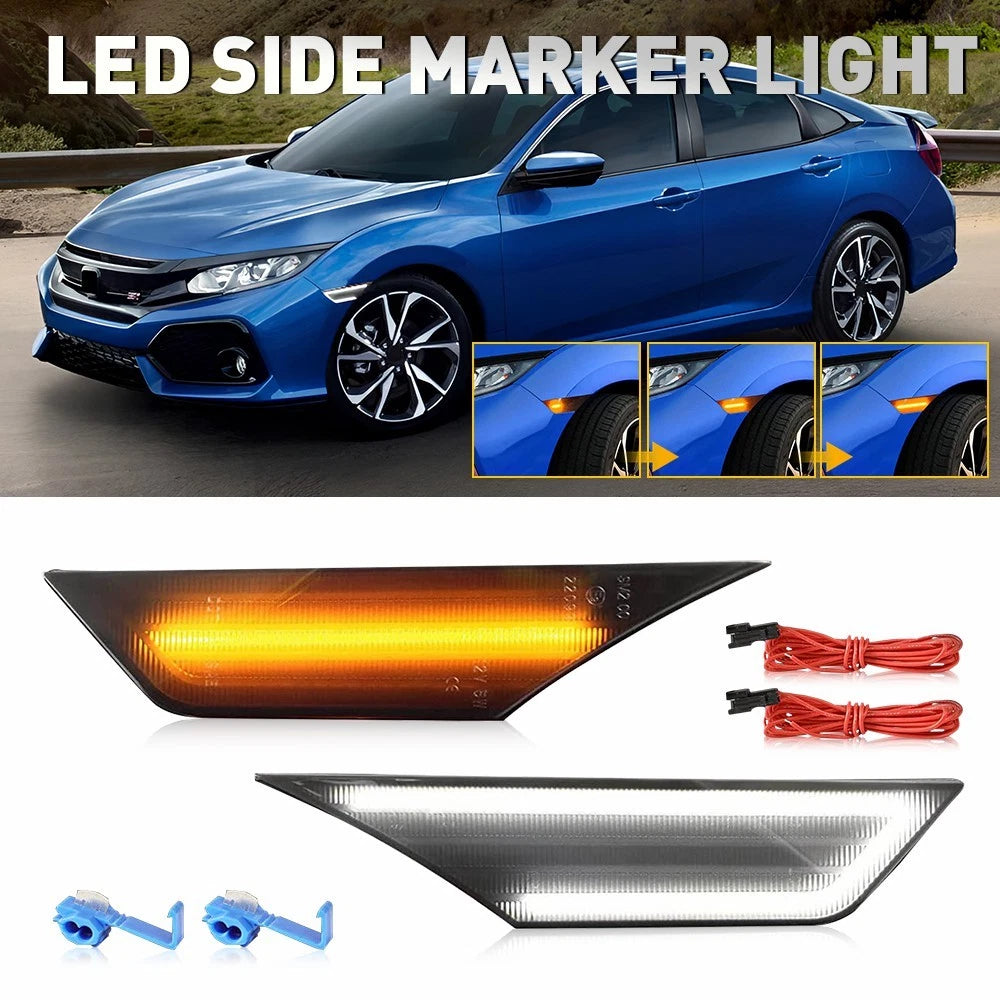 Smoked Side Marker Lamp Turn Signal Light with LED for Honda Civic (2016–2021)