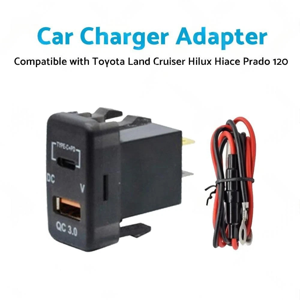 Type-C USB Car Charger Voltmeter for Toyota Land Cruiser Prado (2003–2009)