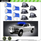 5X Smoke Round Cab Marker Light Cover T10-8 SMD-Blue LED for Chevy GMC