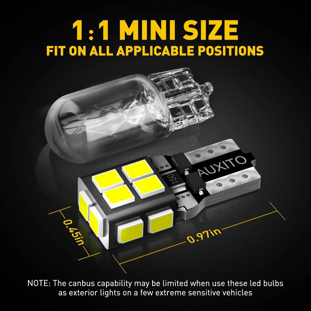 2X T10 LED License Plate Light Bulbs for Universal Fit (6000K)