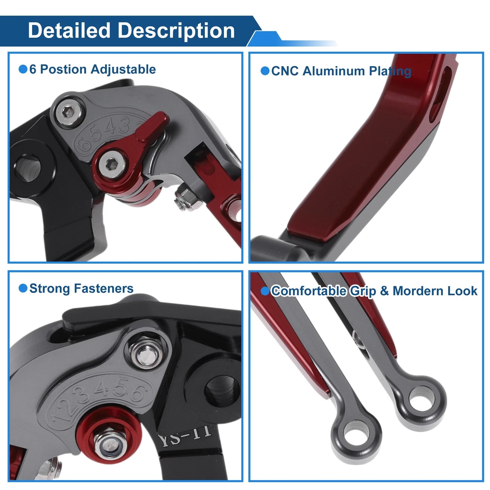 Adjustable Brake Clutch Levers for Honda X11 (1999–2002) Titanium Red