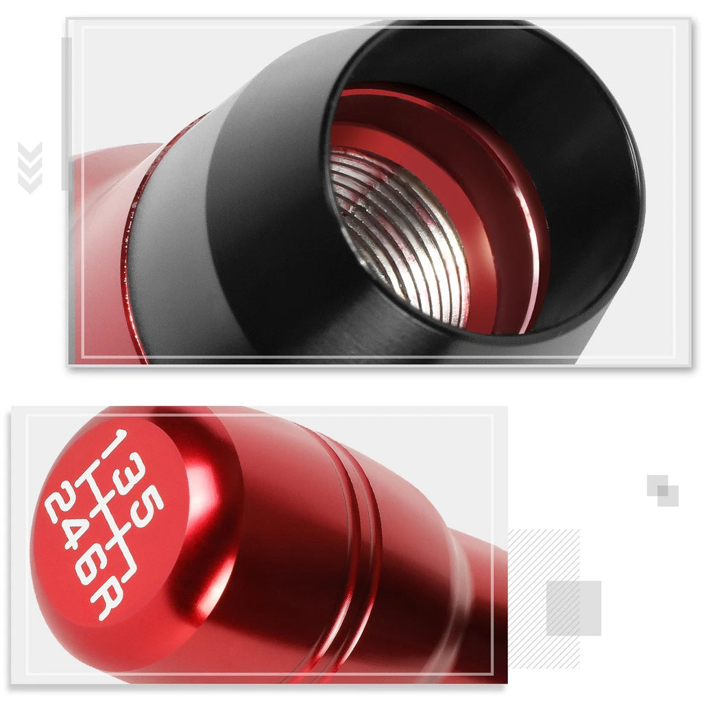 J2 Barrel Type Aluminum 6-Speed Manual Shift Knob Red for