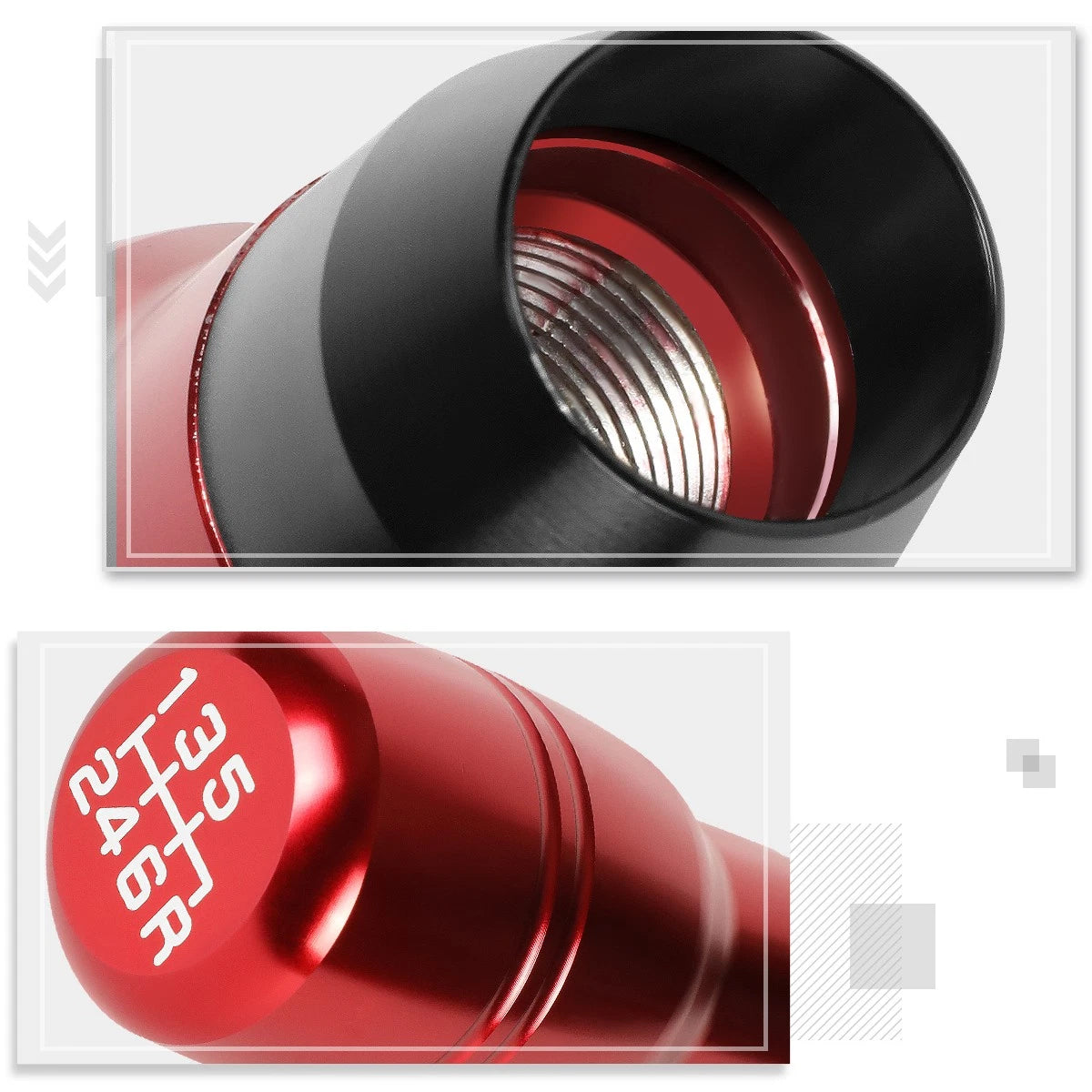 J2 Barrel Type Aluminum 6-Speed Manual Shift Knob Red for