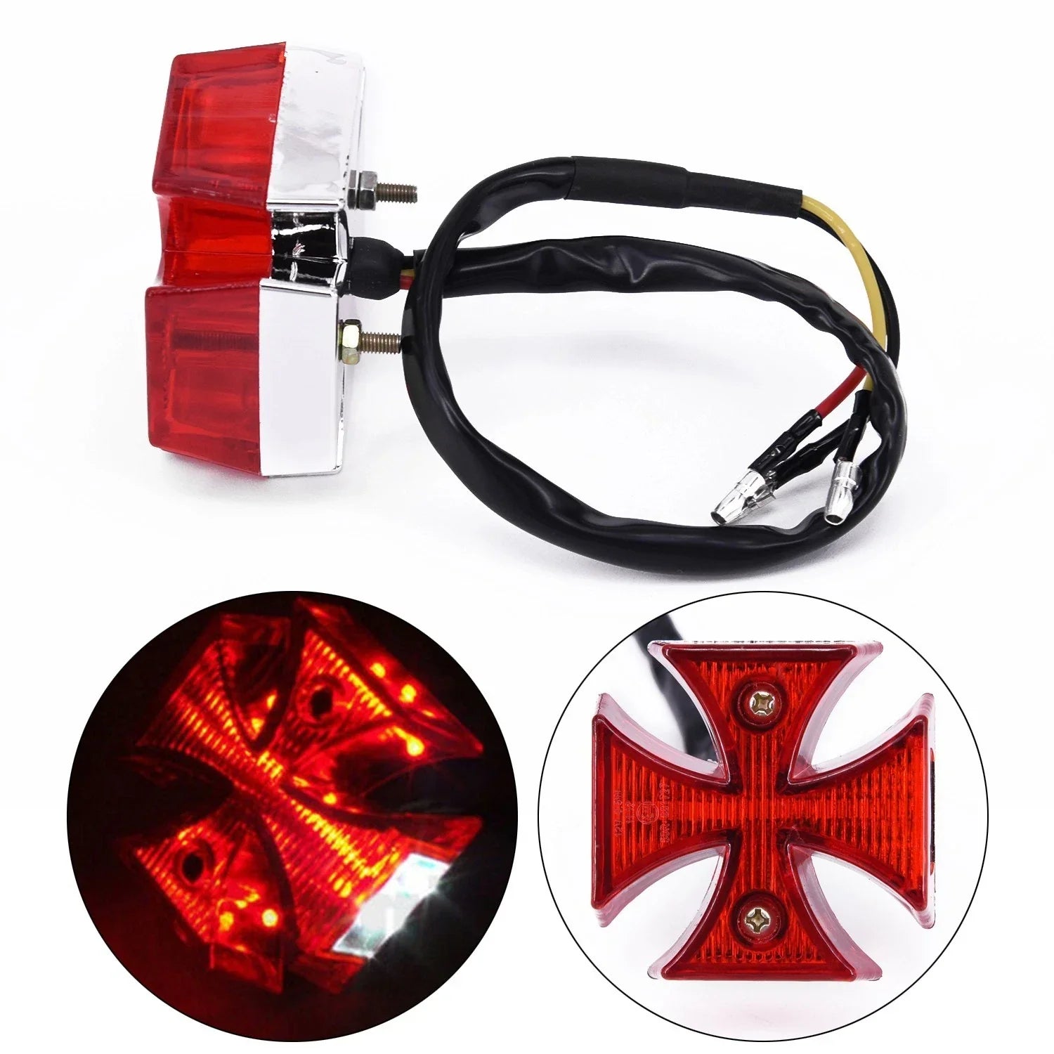 1x Motorcycle Cross Red LED Brake Running Turn Signal Tail Light for Custom Cruiser