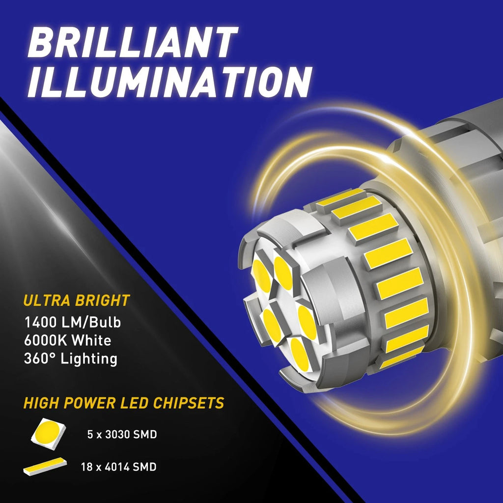 2X 1156 LED Reverse Backup Light Bulb 1200LM 6500K for Autoone