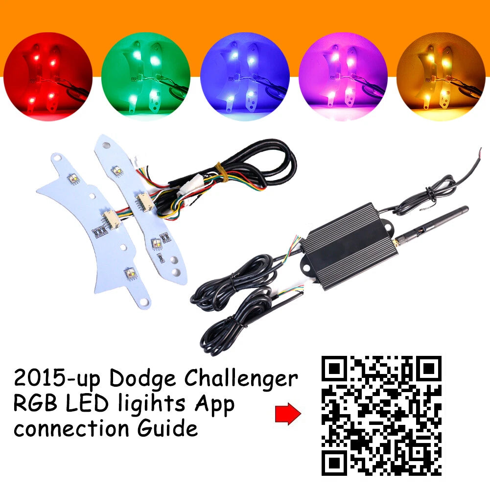 RGB-W LED Headlight Halo Ring Kit for Dodge Challenger (2015–2023)