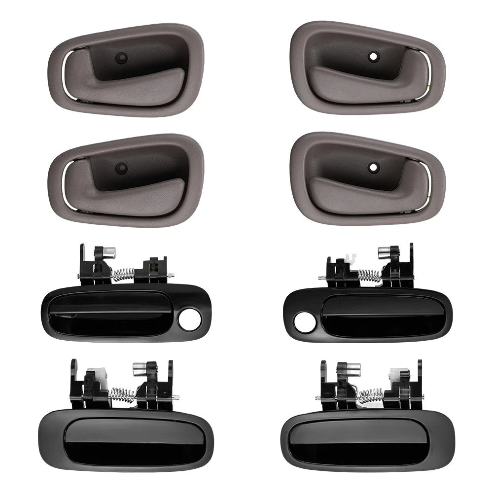 Outside & Inside Door Handle BLACK/GRAY for 1998–2002 Toyota Corolla 8 Set