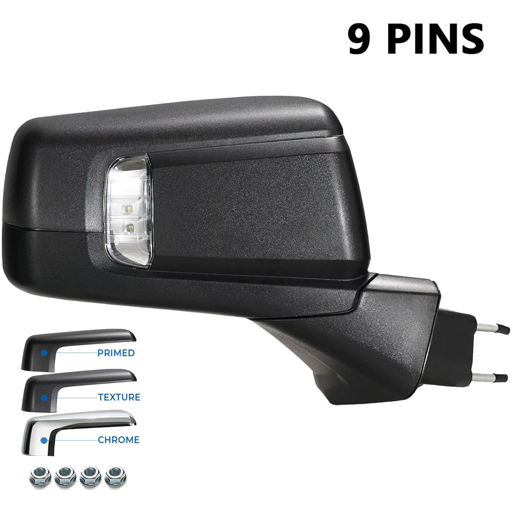Side Mirror for Chevy Silverado 1500 (2019–2024) W/Heated, Blind Spot, Right 9 Pin