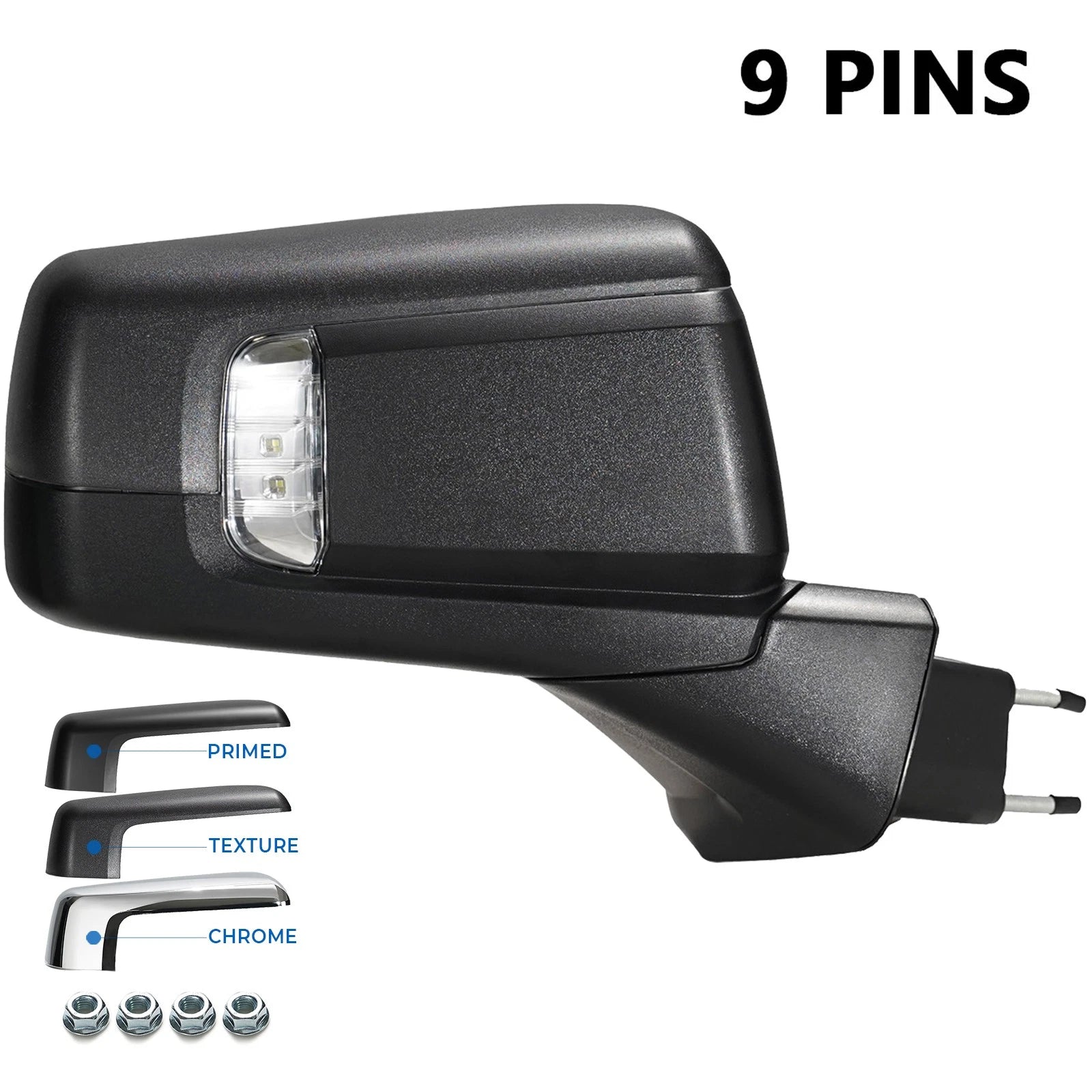 Side Mirror for Chevy Silverado 1500 (2019–2024) W/Heated, Blind Spot, Right 9 Pin