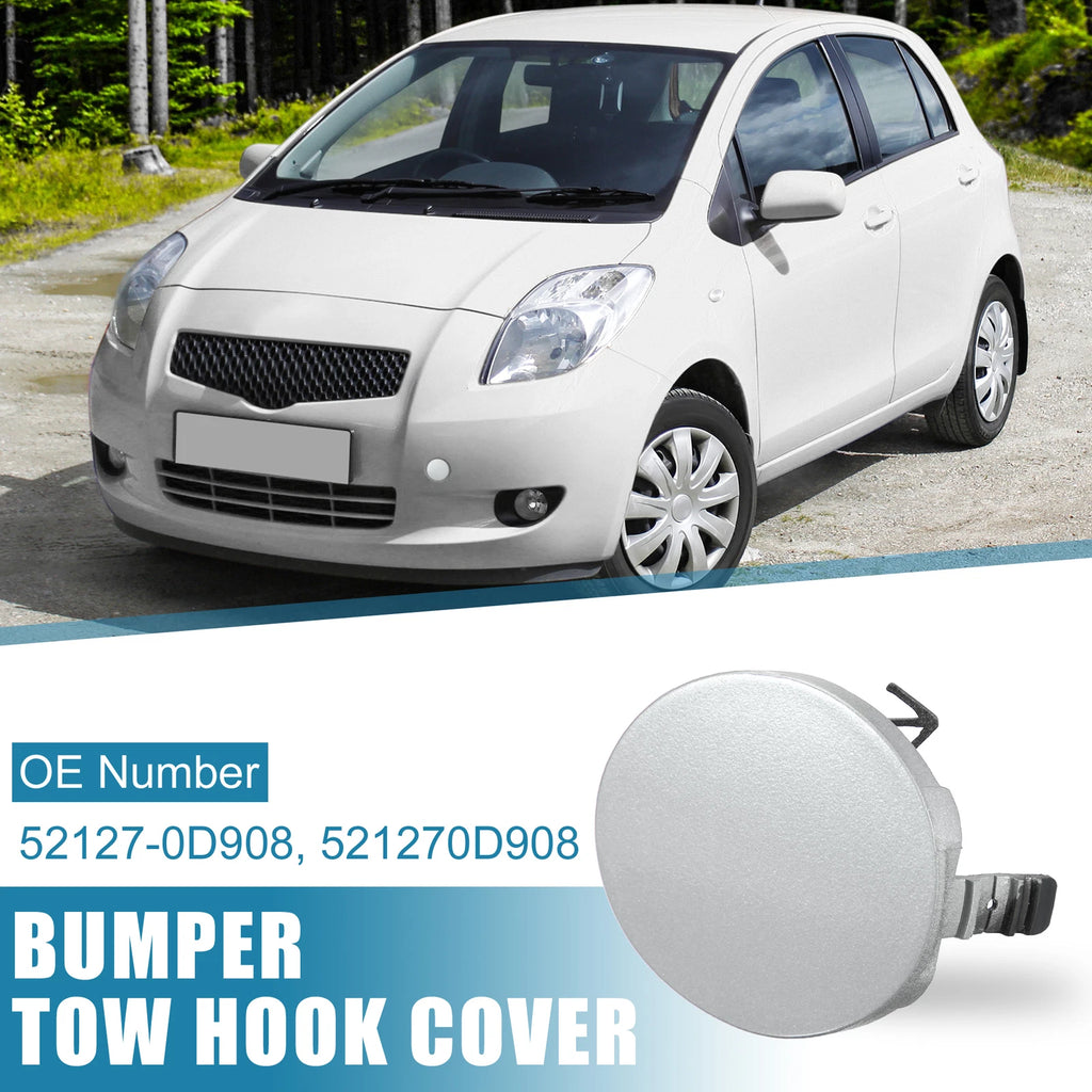 Front Bumper Tow Hook Cover 52127-0D908 for Toyota Yaris (2007–2010) Silver Tone
