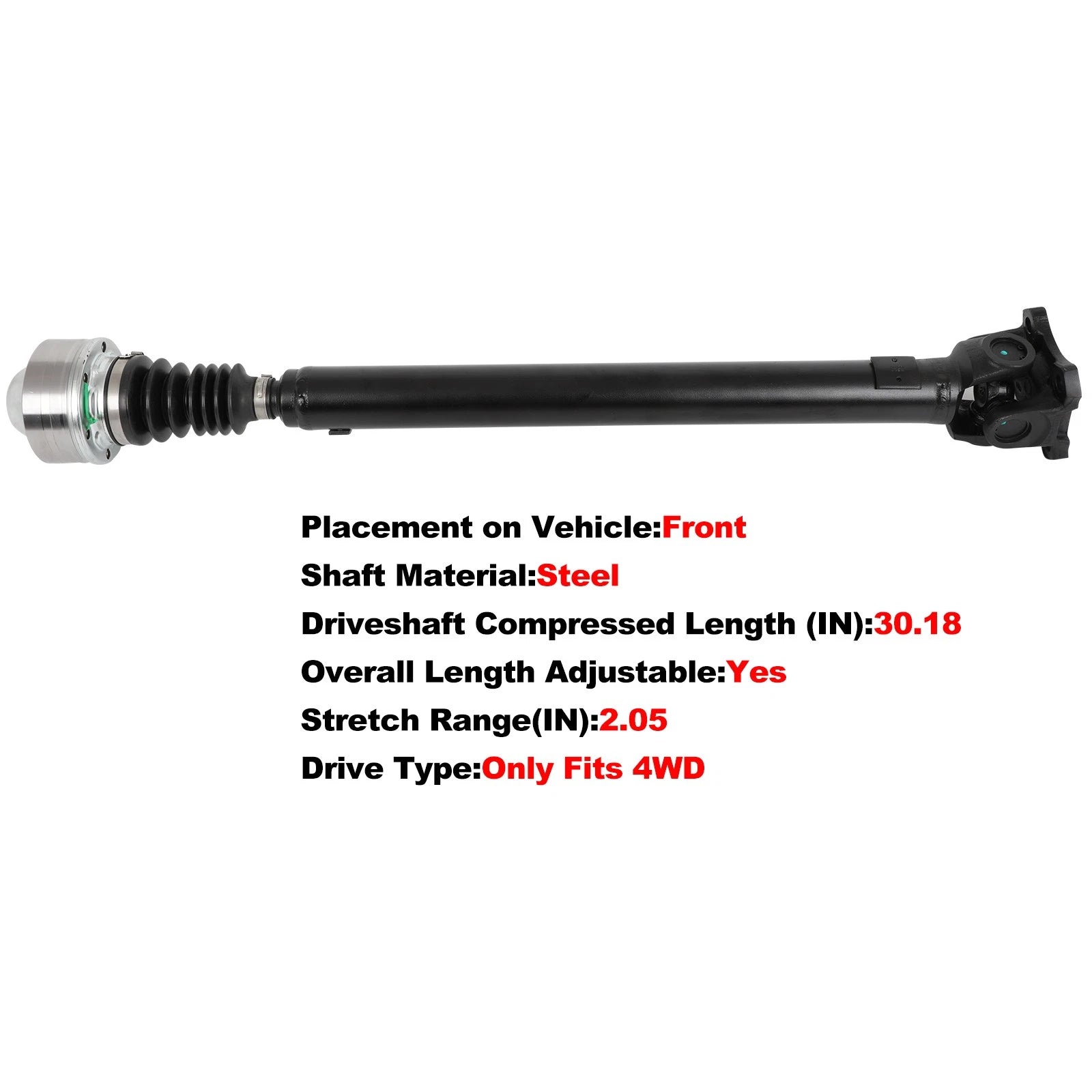 Drive Shaft 766mm for Dodge Nitro (2007–2011) 4WD 52853363AF 938-151